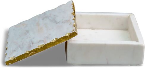 صندوق مجوهرات مربع من الرخام الأبيض مقاس 5 بوصات مع غطاء 70101 in Kuwait