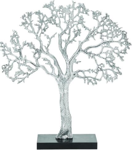 Deco 79 Aluminum Metal Tree Decorative Sculpture Home Decor Statue, Accent Figurine 17" x 4" x 19", Silver in Saudi Arabia