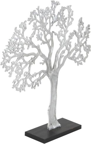 Deco 79 Aluminum Metal Tree Decorative Sculpture Home Decor Statue, Accent Figurine 17" x 4" x 19", Silver in Saudi Arabia