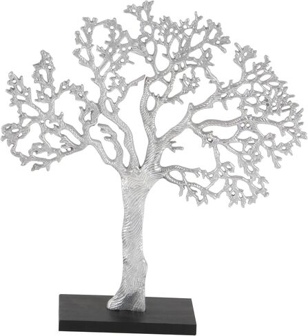 Deco 79 Aluminum Metal Tree Decorative Sculpture Home Decor Statue, Accent Figurine 17" x 4" x 19", Silver in Saudi Arabia