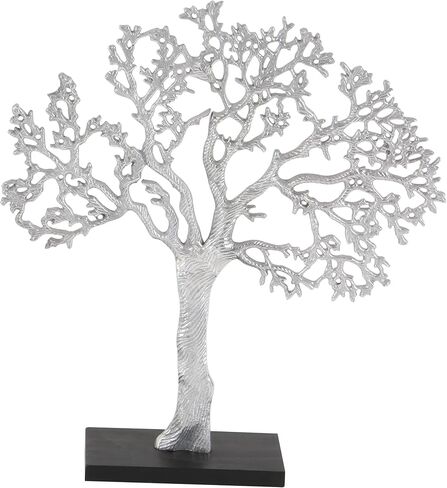 Deco 79 Aluminum Metal Tree Decorative Sculpture Home Decor Statue, Accent Figurine 17" x 4" x 19", Silver in Saudi Arabia