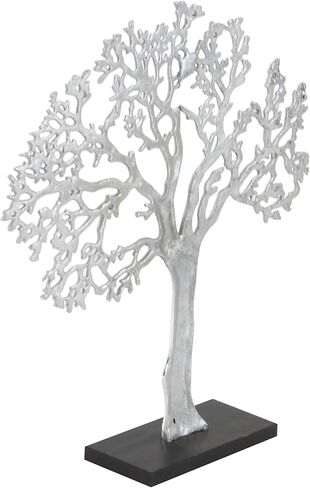 Deco 79 Aluminum Metal Tree Decorative Sculpture Home Decor Statue, Accent Figurine 17" x 4" x 19", Silver in Saudi Arabia
