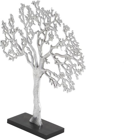 Deco 79 Aluminum Metal Tree Decorative Sculpture Home Decor Statue, Accent Figurine 17" x 4" x 19", Silver in Saudi Arabia