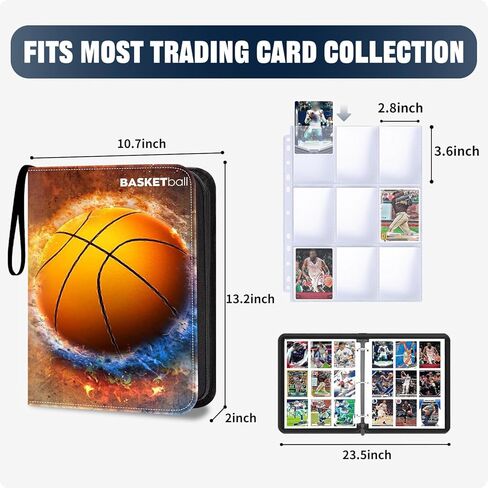 حافظة بطاقات البيسبول من HESTECH 9 جيوب 900 جيوب 3 حلقات تجارية مجموعة بطاقات اللعب ألبومات الصور تخزين كبير منظم كبير حافظة كبيرة مع 50 صفحة أكمام لبطاقات الألعاب الرياضية in Kuwait