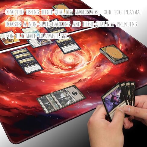 لوحة ألعاب SIXTORE Premium مقاس 14×24 بوصة TCG Playmat متوافقة مع سجادات اللعب OCG CCG RPG MTG، سجادات مكتب لوحة الماوس (لهب الصقيع) in Kuwait