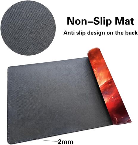 لوحة ألعاب SIXTORE Premium مقاس 14×24 بوصة TCG Playmat متوافقة مع سجادات اللعب OCG CCG RPG MTG، سجادات مكتب لوحة الماوس (لهب الصقيع) in Kuwait