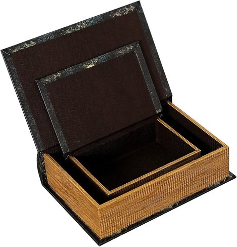 Decorative Book Boxes Pattern Antique Book Invisible Box Sturdy and Realistic Faux Wood Set of 2 Storage Set in Saudi Arabia