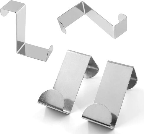 BokWin 4PCS Stainless Steel Reversible Over Door Cabinet Drawer Hooks Z-Shaped Reversible Sturdy Hanging Hooks for Towels, Hats, Hand Bags, Kitchen, Bedroom, 1.6 inch in Saudi Arabia