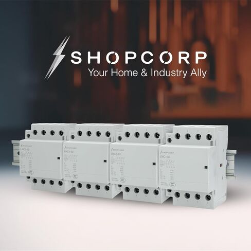 8 Pole (4 Pole x 2) 120v Coil Contactor 50 amp NO IEC 400V AC Contactor 110/120VAC Coil - Motor Load 40A, Lighting Load 63A | Silent Operation, Includes DIN Rail and Phillips Screws in Kuwait