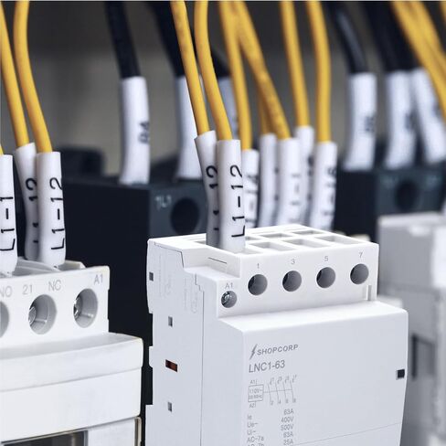 8 Pole (4 Pole x 2) 120v Coil Contactor 50 amp NO IEC 400V AC Contactor 110/120VAC Coil - Motor Load 40A, Lighting Load 63A | Silent Operation, Includes DIN Rail and Phillips Screws in Kuwait