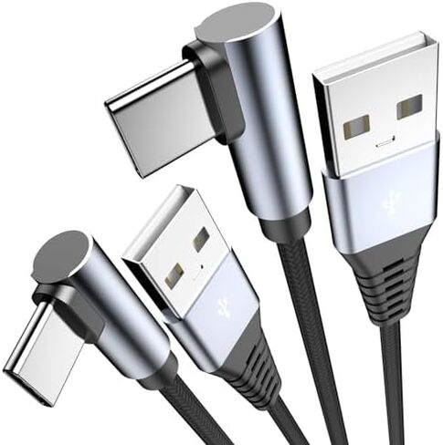 USB Type C Cable, 2 Pack 6FT Long USB A to Right Angle USB C Charger Cable Nylon Braided Fast Charging Data Sync Cord for iPhone 15/15 Plus/15 Pro/15 Pro Max, iPad Pro/Air/Mini, Galaxy S23/S22/S21/S20 in Kuwait