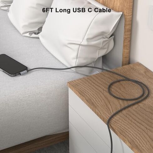 USB Type C Cable, 2 Pack 6FT Long USB A to Right Angle USB C Charger Cable Nylon Braided Fast Charging Data Sync Cord for iPhone 15/15 Plus/15 Pro/15 Pro Max, iPad Pro/Air/Mini, Galaxy S23/S22/S21/S20 in Kuwait