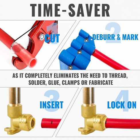 SUNGATOR 90 Degree Drop Ear Elbow, Push Fit Plumbing Fittings, Push-to-Connect, 1/2" Ptc x 1/2" NPT Female Adapter with Disconnect Clip, No Lead Brass for PEX, PE-RT, CPVC Pipe (4-Pack) in Saudi Arabia