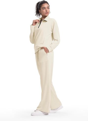 Women's Matching Set Outfits 2 Pieces Travel Clothes Tracksuits Sweat Suits Fall Fashion with 4 Pockets in Saudi Arabia