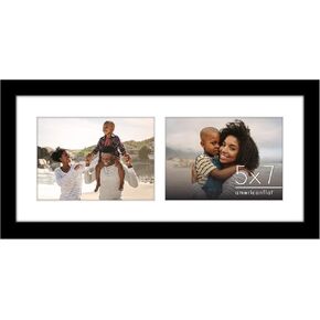 Americanflat 7x16 Collage Picture Frame with Shatter-Resistant Glass - Fits Two 5x7 Photos or One 7x16 Photo - Gallery Wall Frame Set - Signature Collection - Photo Frame for Wall or Tabletop – Black