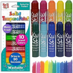 Kwik Stix Solid Tempera Paint Sticks, 10 Jewel Colors, Washable Paint Sticks for Kids, Super Quick Drying, Non-Toxic, Allergen Free, Paint Sticks in Jewel Colors, Paint for Kids and Toddlers