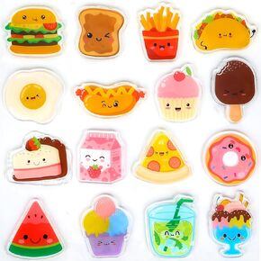 Food Thick Gel Clings Food Party Decorations Reusable Dessert Gel Cling Stickers Cute Snack Window Decorations for Kids Toddlers Children Snack Party Supplies Glass Party Home Refrigerator