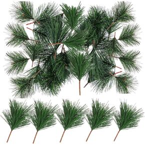 alfyng 60 Packs Artificial Green Pine Needles Branches, Fake Small Pine Twigs Stems Picks Greenery Plants for DIY Christmas Garland Wreath Thanksgiving Home Holiday Decoration