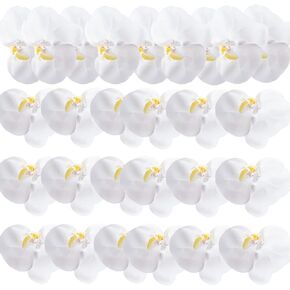 HinyoCo 24 Pcs Orchid Decorations Real Touch PU Artificial Flowers Orchid Heads Fake Phalaenopsis Flower Heads for DIY Craft Home Wedding Decoration