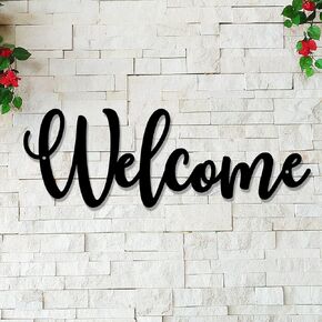 Metal Welcome Sign, Welcome Wall Decor, Welcome Letters Sign, Metal Cut Out Welcome Word Sign for Front Door Home Gallery Outdoor Outside (12 inches)