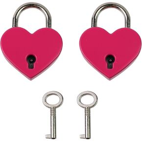 KUMGROT 2 Pcs Small Heart Shaped Lock Metal Mini Locks with Keys Rhinestone Padlock for Jewelry Storage Box Luggage Diary Book, Multicolor