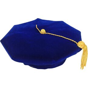 TngHui Deluxe Doctoral Graduation Tam with Gold Bullion Tassel for Higher Level Master and Doctorate Ceremonies