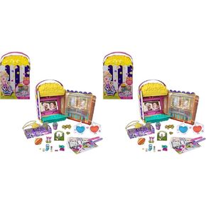 Polly Pocket Un-Box-It Playset, Popcorn Shaped Box Opens to a Movie Theater Adventure, 20 Accessories Including 2 Micro Dolls & 3 Tiny Takeaways, Great All-Occasion Gift for Ages 4 Years Old & Up