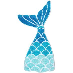 Mermaid Bath Mat Soft Thick Microfiber Cute Kids Bath Rug Non-Slip Absorbent Bathroom Decor Mat, Machine Washable, 15.7IN x 28IN