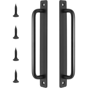 2 Pack Barn Door Handles, 7.5 inch Hole Center Sliding Door Handle, Black Aluminium Alloy Cabinet Door Handles, Hardware Pull Handle for Closet Drawer Wooden Door