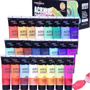 Acrylic Paint Set, 24 Colors Acrylic Paint for Artists Adults Kids, Art Craft Paint for Canvas/Rock/Stone/Ceramic/Model/Wood Painting
