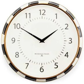 MACKENZIE-CHILDS Wall Clock, Decorative Enamel Clock for Kitchen and Living Room, Black-and-White Courtly Check