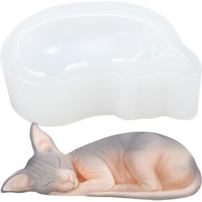 FUNSHOWCASE 4inch Sleeping Wolf Silicone Mold for Epoxy Resin Casting, Jewelry Making, Fairy Garden, Fondant Cake Decoration, Polymer Clay Craft, Candy Melt Sugarcraft, Concrete Cement Paperweight