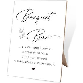 Bouquet Bar Sign, 8X11 Minimalist Style Wooden Sign, Wedding Flower Bar, Baby Shower Sign, Bridal Shower Supplies, Bar Supplies,Party Decor, for Baby Shower, Wedding Reception & Event Party,10