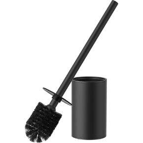 FORIOUS Toilet Brush and Holder Set Matte Black, Heavy Duty 304 Stainless Steel Base & Handle Toilet Bowl Cleaners Brush and Holder, Toilet Brush Set for Bathroom Storage and Organization