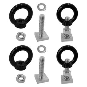 4 Pack M8 T-Slot Bolt with Eye Nut, Stainless Steel Roof Rack T Track Bolts, Heavy Duty Lifting Eye Bolts T Slot Bolt Tie Down Rings Anchoring Kit for Holding Bungee Cord, Ropes, Hooks