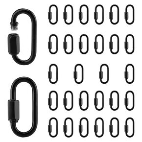 PINGEUI 30 PCS Black Quick Chain Link, M4 Quick Link Chain Connector D Shape Chain Link Chain Repair Links for Key Rings, Camping, Riging, Outdoor Activity Accessories
