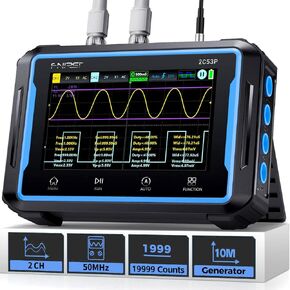 3 in 1 Handheld Tablet Oscilloscope Multimeter DDS Signal Generator,4.3 inch Touch Screen,2CH Automotive Oscilloscope Multimeters with 50Mhz Bandwidth, 19999 Counts, 250MS/s Sampling