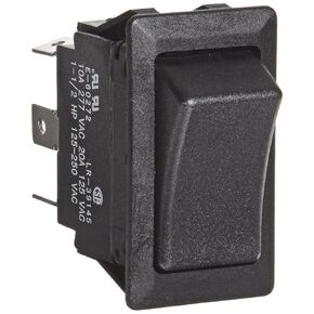 NSI 77040RQ Rocker Switch, On-On Circuit Function, DPDT, 20/10 amps at 125/250 VAC, 0.75" Width, 1.348" Height, 0.762" Depth, Black