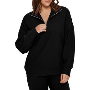 Glamaker Womens Sweatshirts Casual Essentials Oversized Pullover Fall Half Zip Tops Preppy Shirt Long Sleeve Fashion Clothes