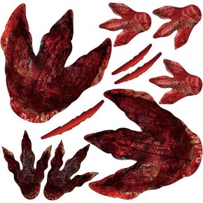 64 Pieces Halloween Dinosaur Footprints Stickers Vinyl Peel and Stick Dinosaur Floor Decals Removable Bloody Dinosaur Track Stickers Dino Footprints Wall Decals