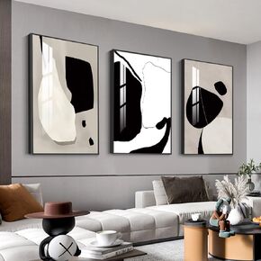 Abstract Wall Art Prints, Framed Wall Art for Living Room, Bedroom, Dining Room, Nursery, Office, Kitchen, Bathroom (White, 16"X 24" X 3 panel)
