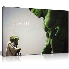 Panther Print, Canvas Wall Art, Yoda and the Hulk Comic Book Movie, Avengers Superhero Picture Prints, Print for Special Occasions (76x51cm)