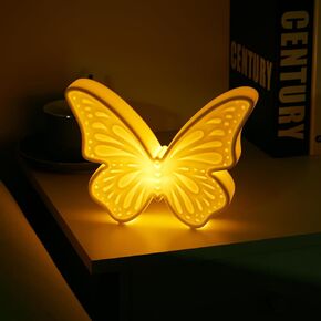Butterfly Night Lights Staues, Ceramic Butterfly Decorative Ornaments,Bedroom Bedside Table Decorative Night Light,Gifts for Kids (White)