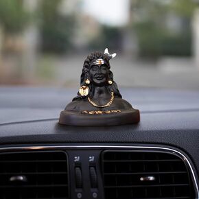 TIED RIBBONS 3" Adiyogi Statue for Car Dashboard | Black, Resin | Shiva Statue for Hindu Temple, Mandir, Home Decor, Indian Decorations | Return Gifts for Pooja Shivratri Décor