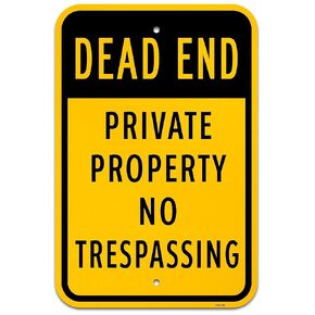Brimar 12"x18" Dead End No Trespassing Sign - Engineering Grade Reflective Aluminum - Easy Installation - Clear Warning for Restricted Area