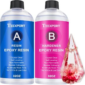 Teexpert Epoxy Resin Crystal Clear: 2 Gallon Epoxy Resin kit Fast Curing for Casting Coating Art DIY Craft Jewelry Wood Table Top Flower Preservation- 2 Part(1gallon Resin and 1gallon Hardener)