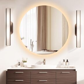 Niccy 30 Inch LED Round Mirror with Light, Backlit/Front Lighted, Frameless LED Wall Mounted Bathroom Vanity Mirror, 3 Color Stepless Dimmable 3000K/4500K/6000K, LED Anti-Fog Lighted Bathroom Mirror