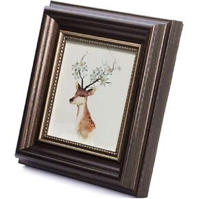 4x4 Picture Frame Brown Photo Frame Desktop Display Mount on The Wall.Plexiglass Panel (not Glass), Plastic Packaging (not Carton Packaging). The Front Opening 3 1/4x3 1/4 inches.