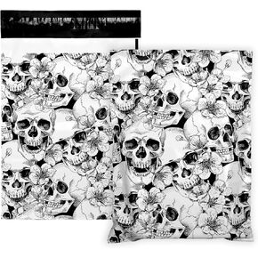 100Pcs Halloween Skull Poly Mailers 10 x 13 Inch Packaging Bags Self Seal Mailing Envelope Bags for Small Business Clothing Gift