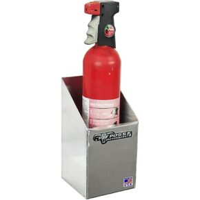 Pit Posse 529 Fire Extinguisher Holder Aluminum Enclosed Race Trailer Shop Garage Storage Organizer - Made in USA-Holds Extinguishers Measuring up to 4.5" Inches Wide - Fire Hazard Safety